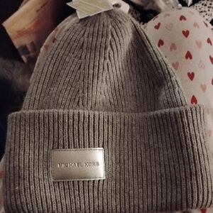 Michael Kors Silver Logo Gray Beanie